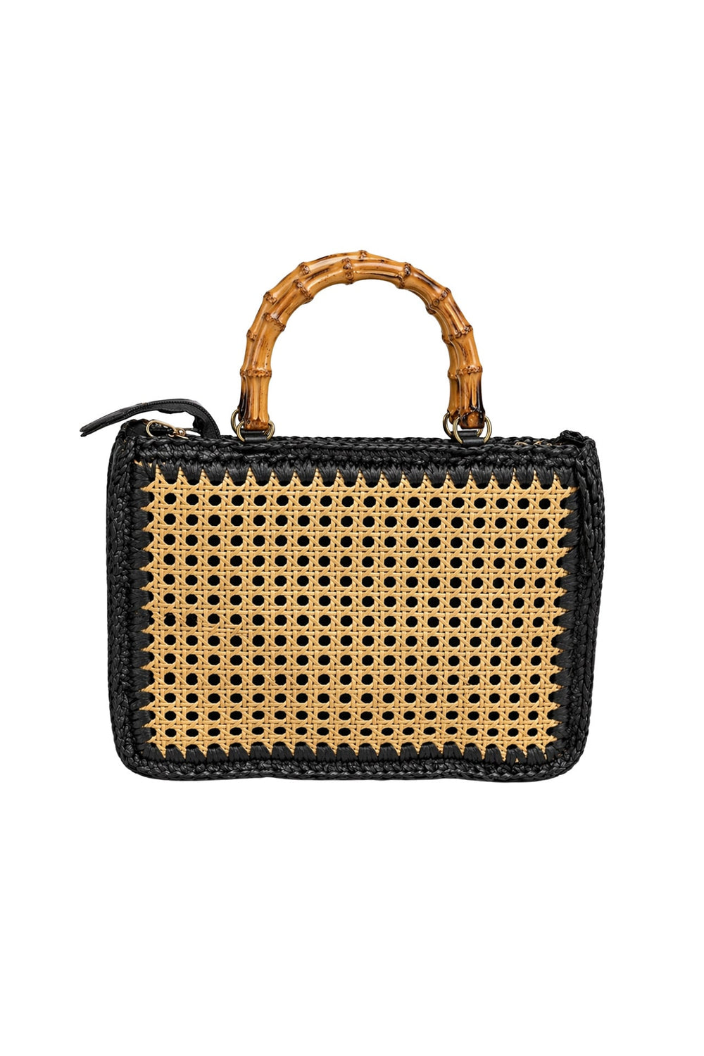 Woven Straw Bag with Bamboo Handle