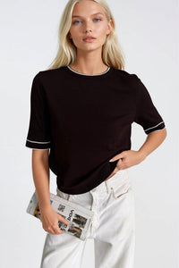 Bias Detail Crew Neck Knit Blouse