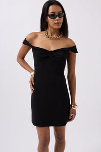Gathered Detail Shoulder Strap Mini Dress