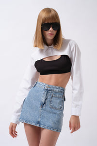 Cep Detay Denim Mini Etek
