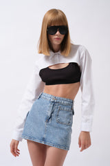 Cep Detay Denim Mini Etek