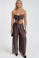 Desenli Crop Bluz Pantolon İkili Takım - Leopar