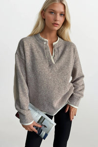Button Detail Basic Knit Sweater
