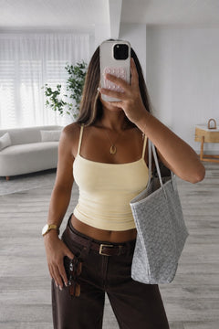 Glop Detay İp Askılı Basic Top - Sarı