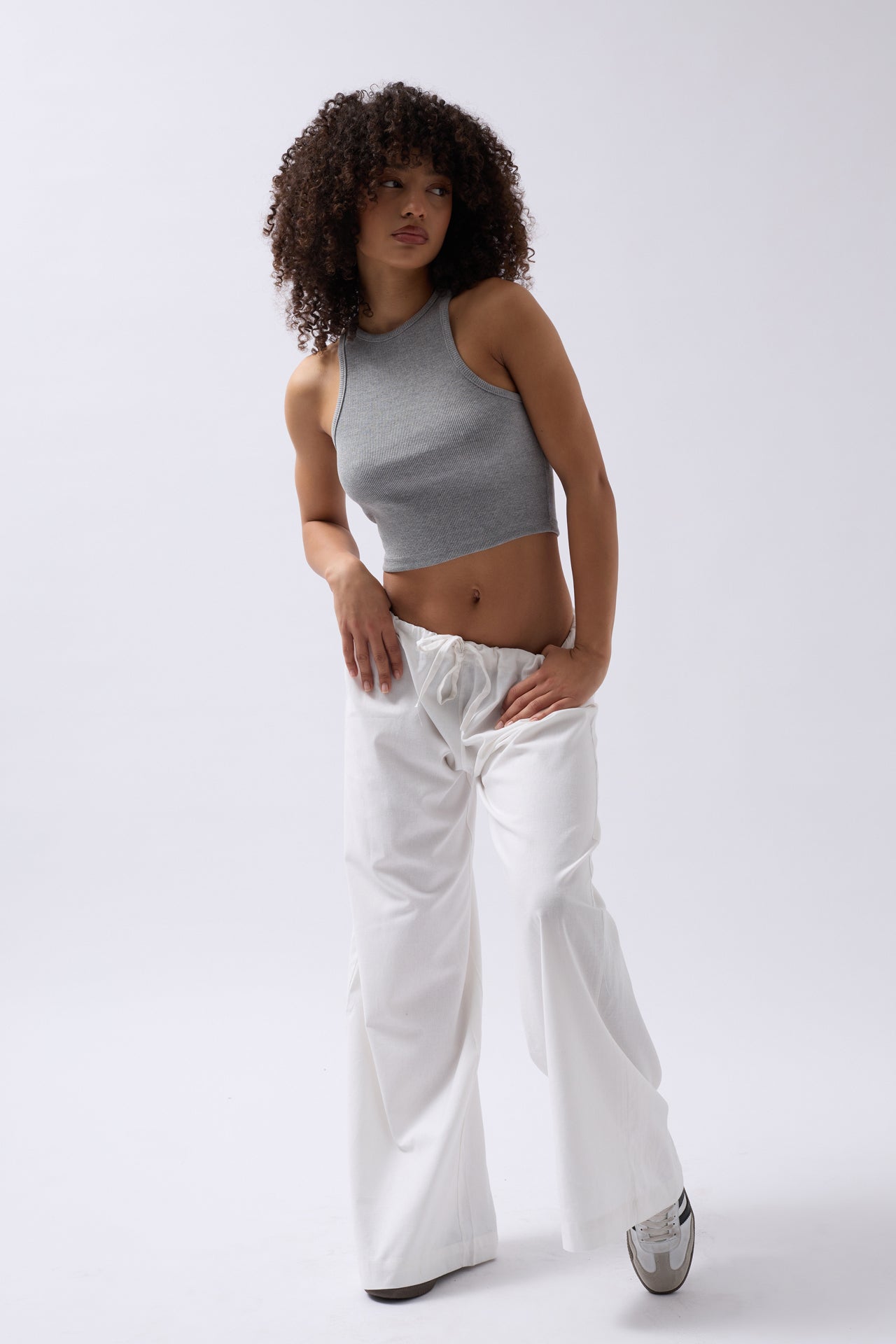 Halter Yaka Crop - Gri