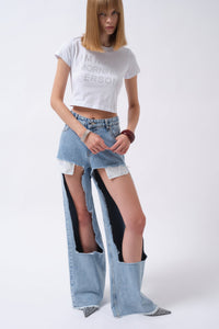 Laser Cut High Waist Jeans