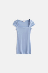 Window Detail Mini Low-Cut Dress