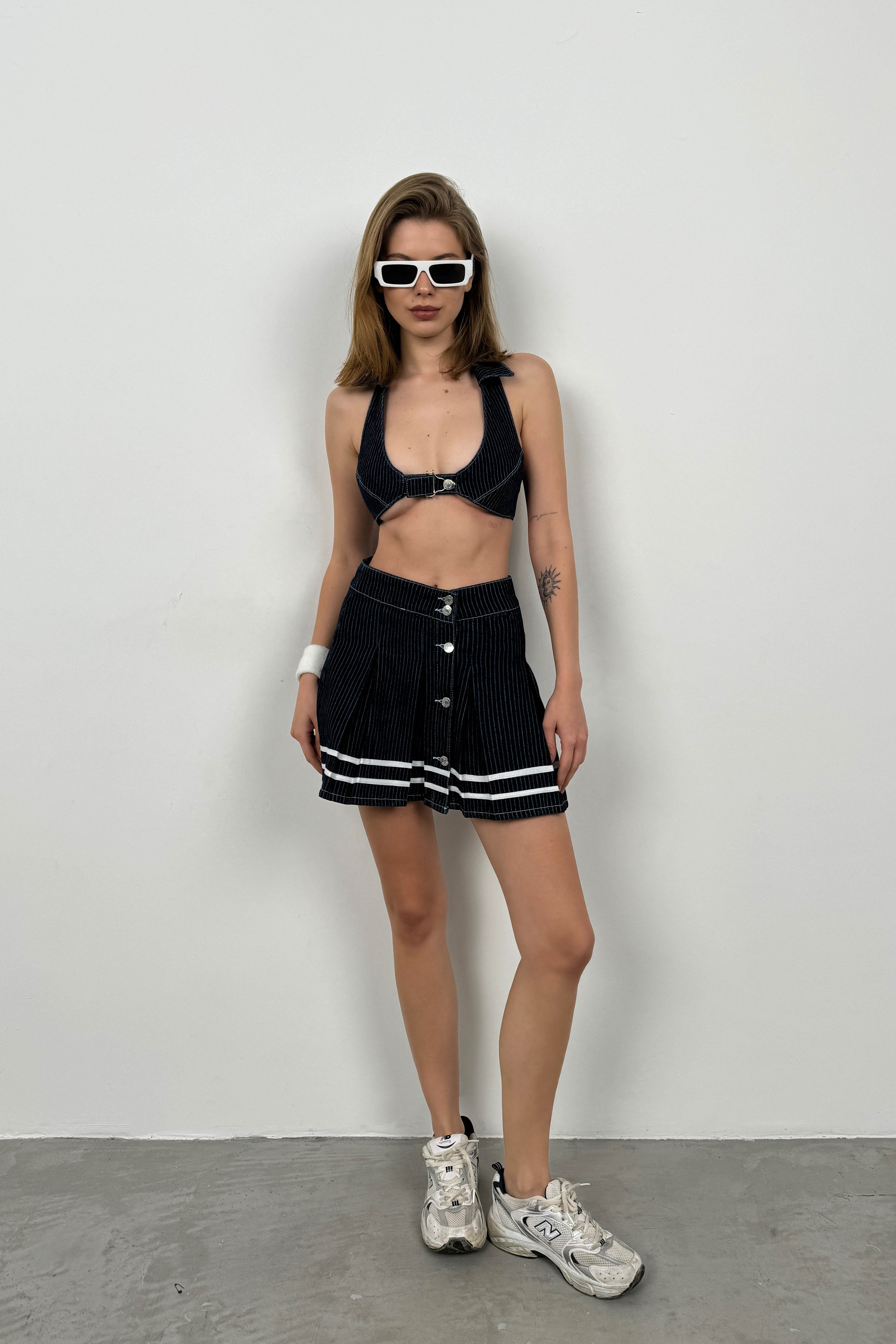 Polo Yaka Tiny Crop - Mavi