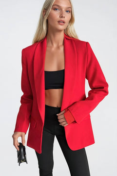 Şal Yaka Astarlı Blazer Ceket - Kırmızı