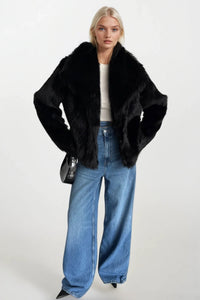Shawl Collar Plush Faux Fur
