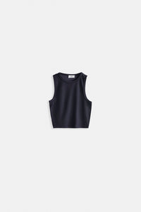 Racer Neck Crop Blouse